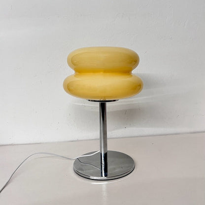 Contemporary Creative Round Hamburger Glass Iron 1-Light Table Lamp For Living Room