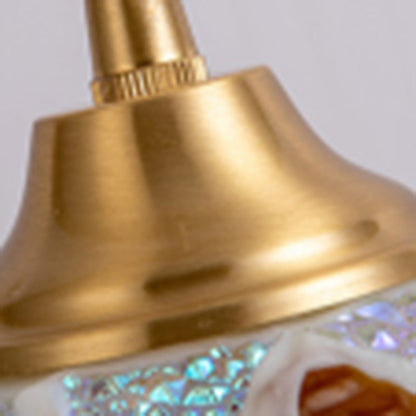 Traditional Vintage Bowl Half Round Glass Copper 1-Light Pendant Light For Living Room