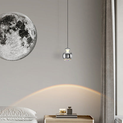 Modern Minimalist Liftable Orb Acrylic Iron LED Pendant Light For Living Room