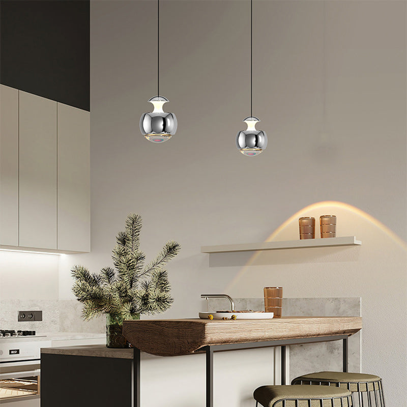 Modern Minimalist Liftable Orb Acrylic Iron LED Pendant Light For Living Room
