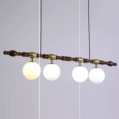 Traditional Vintage Magic Bean Bar Glass Ash Wood Hardware 4-Light Chandeliers Island Light For Dining Room