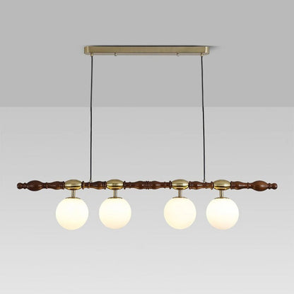 Traditional Vintage Magic Bean Bar Glass Ash Wood Hardware 4-Light Chandeliers Island Light For Dining Room