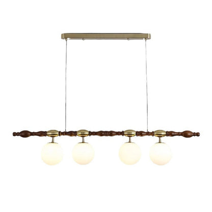 Traditional Vintage Magic Bean Bar Glass Ash Wood Hardware 4-Light Chandeliers Island Light For Dining Room
