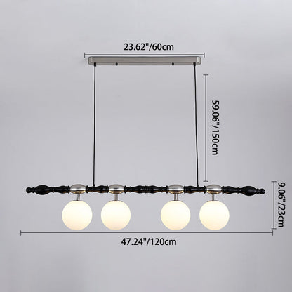 Traditional Vintage Magic Bean Bar Glass Ash Wood Hardware 4-Light Chandeliers Island Light For Dining Room