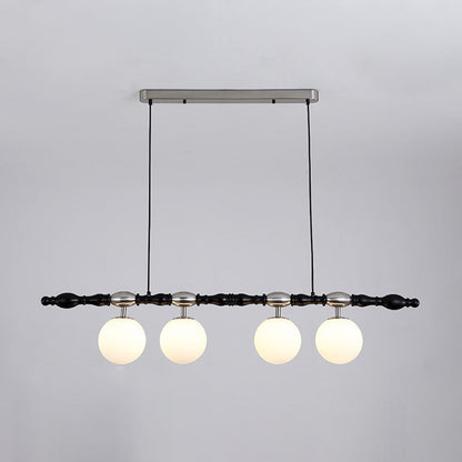 Traditional Vintage Magic Bean Bar Glass Ash Wood Hardware 4-Light Chandeliers Island Light For Dining Room