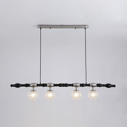 Traditional Vintage Magic Bean Bar Glass Ash Wood Hardware 4-Light Chandeliers Island Light For Dining Room