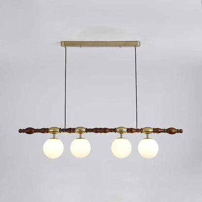 Traditional Vintage Magic Bean Bar Glass Ash Wood Hardware 4-Light Chandeliers Island Light For Dining Room