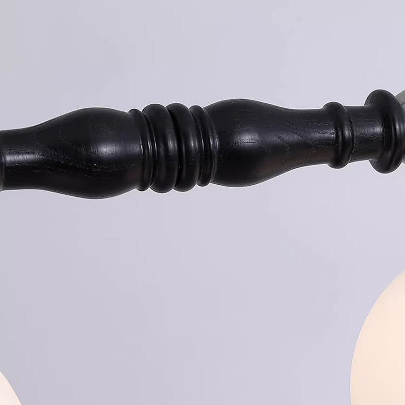 Traditional Vintage Orb Long Glass Ash Wood Hardware 1-Light Pendant Light For Living Room