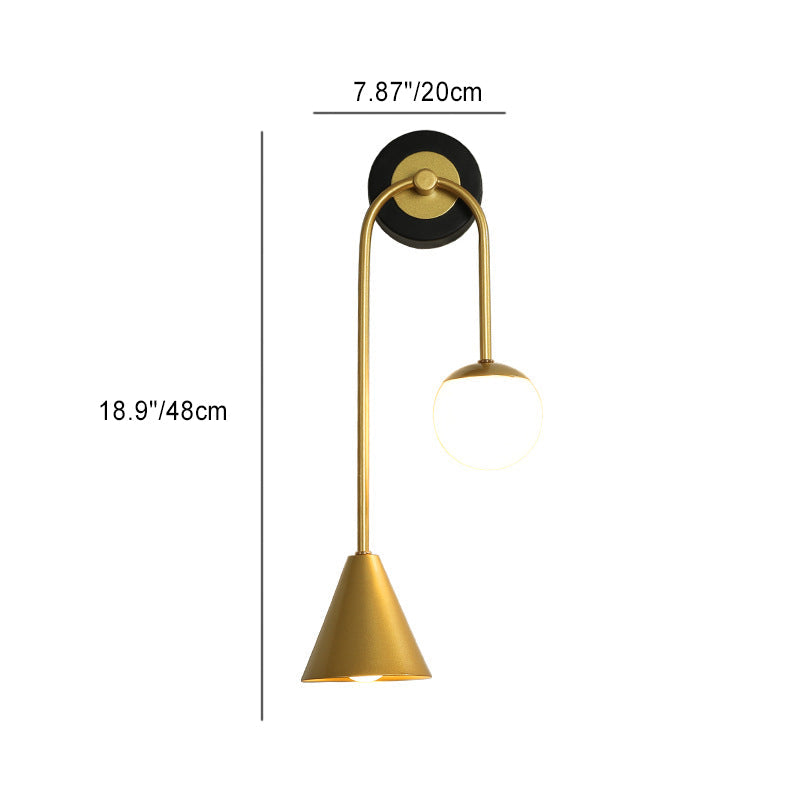 Modern Luxury Cone Ball Round Acrylic Iron LED Wall Sconce Lamp For Living Room