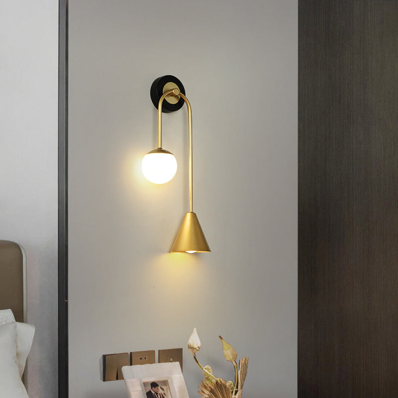 Modern Luxury Cone Ball Round Acrylic Iron LED Wall Sconce Lamp For Living Room