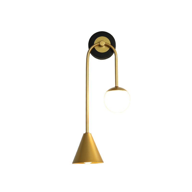 Modern Luxury Cone Ball Round Acrylic Iron LED Wall Sconce Lamp For Living Room