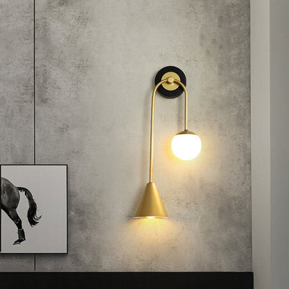 Modern Luxury Cone Ball Round Acrylic Iron LED Wall Sconce Lamp For Living Room
