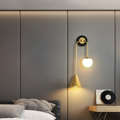 Modern Luxury Cone Ball Round Acrylic Iron LED Wall Sconce Lamp For Living Room