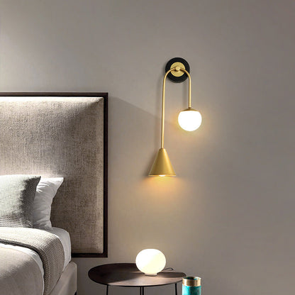 Modern Luxury Cone Ball Round Acrylic Iron LED Wall Sconce Lamp For Living Room