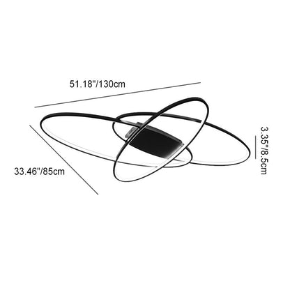Modern Minimalist Oval Curved Acrylic Aluminum LED Flush Mount Ceiling Light For Bedroom