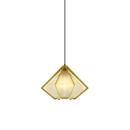 Contemporary Creative Prismatic Triangular Tapered Long Cone Glass Aluminum Iron 1-Light Pendant Light For Bedroom