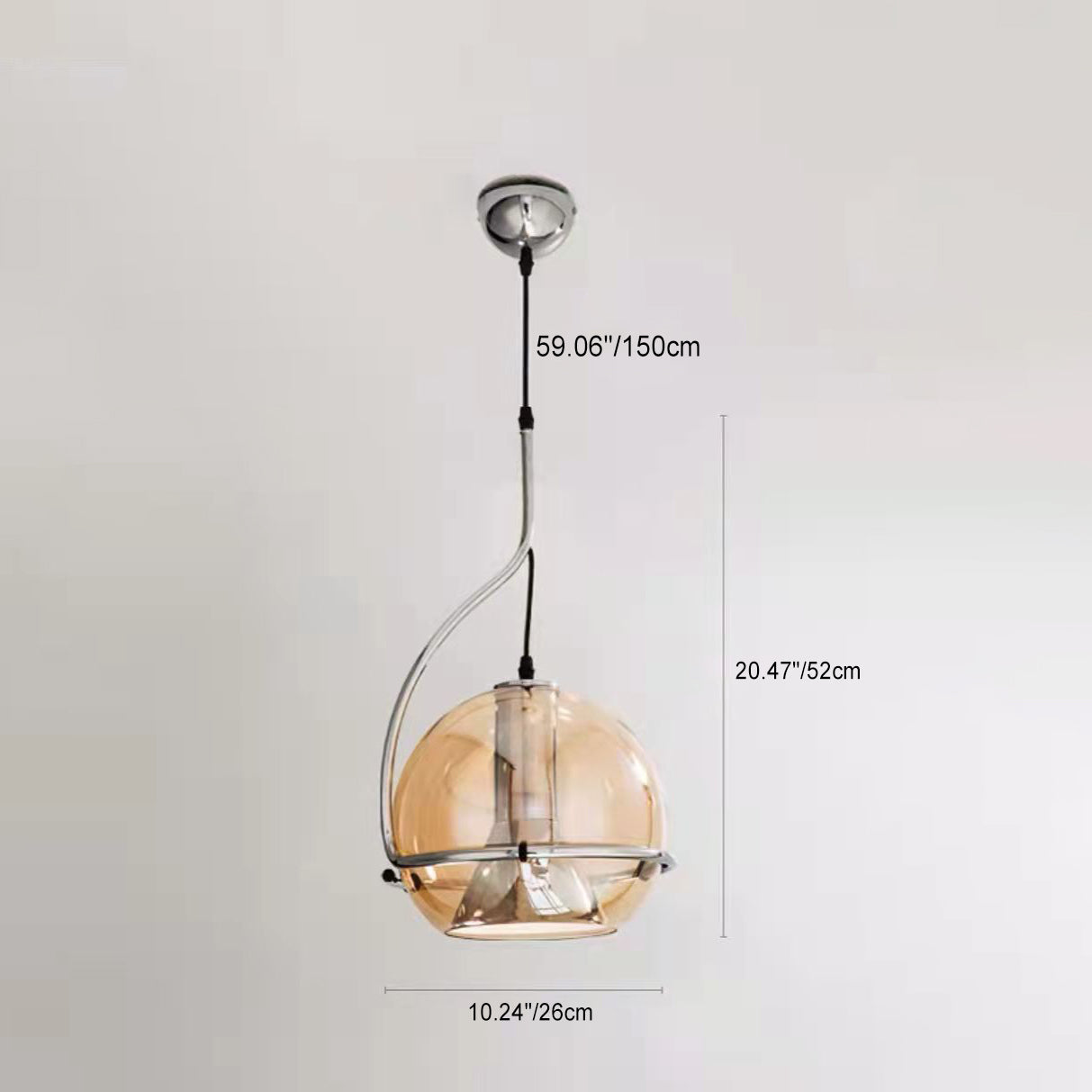 Traditional Vintage Orb Round Glass Iron 1-Light Pendant Light For Living Room