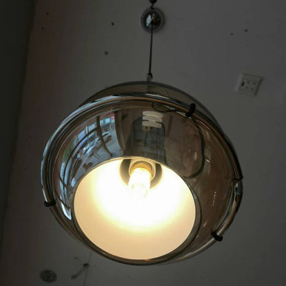 Traditional Vintage Orb Round Glass Iron 1-Light Pendant Light For Living Room