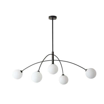 Contemporary Scandinavian Branching Magic Bean Curve Glass Copper 5-Light Chandeliers For Living Room