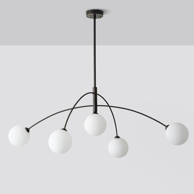 Contemporary Scandinavian Branching Magic Bean Curve Glass Copper 5-Light Chandeliers For Living Room