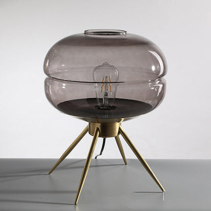 Modern Minimalist Bucket Round Glass Copper 1-Light Table Lamp For Living Room