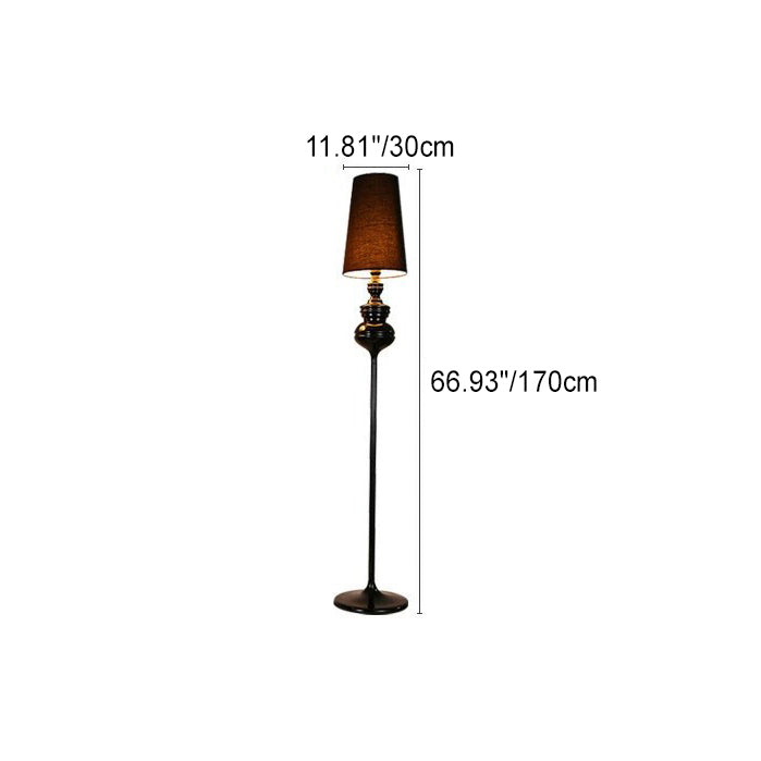 Contemporary Scandinavian Round Gourd Fabric PVC Iron 1-Light Standing Floor Lamp For Bedroom