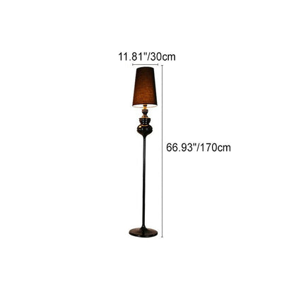 Contemporary Scandinavian Round Gourd Fabric PVC Iron 1-Light Standing Floor Lamp For Bedroom
