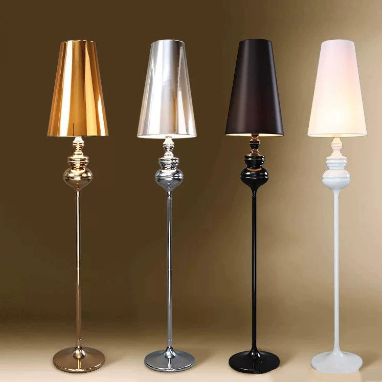 Contemporary Scandinavian Round Gourd Fabric PVC Iron 1-Light Standing Floor Lamp For Bedroom