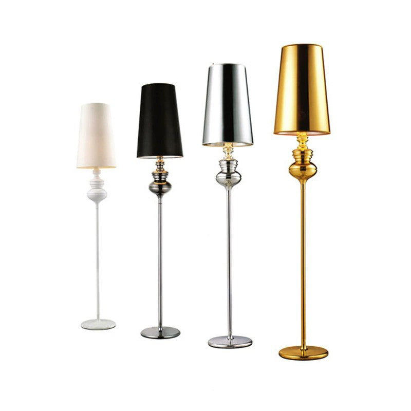 Contemporary Scandinavian Round Gourd Fabric PVC Iron 1-Light Standing Floor Lamp For Bedroom