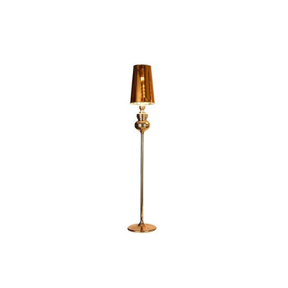 Contemporary Scandinavian Round Gourd Fabric PVC Iron 1-Light Standing Floor Lamp For Bedroom