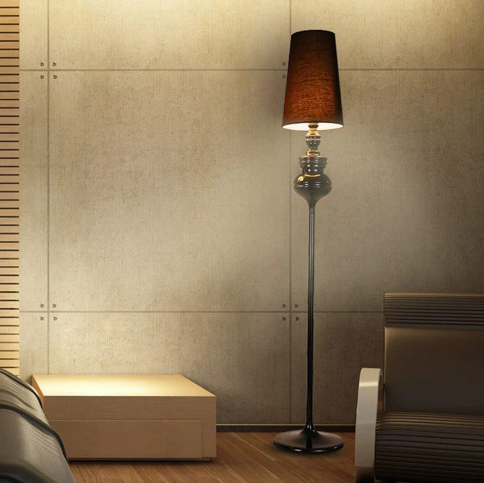 Contemporary Scandinavian Round Gourd Fabric PVC Iron 1-Light Standing Floor Lamp For Bedroom
