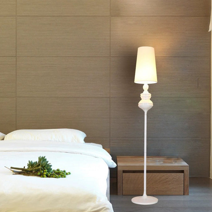 Contemporary Scandinavian Round Gourd Fabric PVC Iron 1-Light Standing Floor Lamp For Bedroom