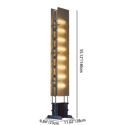 Traditional Vintage Rectangular Glass Stainless Steel LED Standing Floor Lamp For Living Room