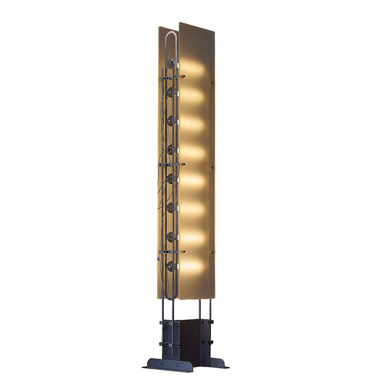 Traditional Vintage Rectangular Glass Stainless Steel LED Standing Floor Lamp For Living Room