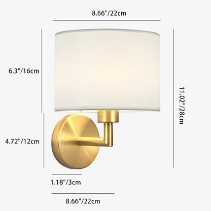 Contemporary Scandinavian Cylinder Round Fabric Iron 1-Light Wall Sconce Lamp For Living Room