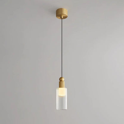 Contemporary Scandinavian Orb Cylinder Acrylic Glass Copper LED Pendant Light For Bedroom