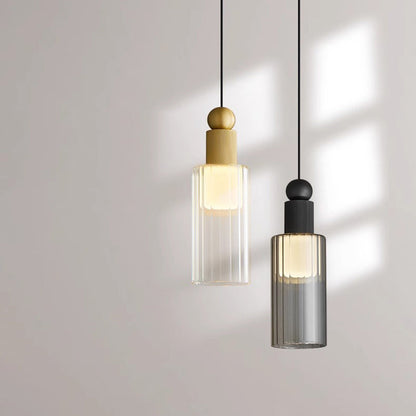 Contemporary Scandinavian Orb Cylinder Acrylic Glass Copper LED Pendant Light For Bedroom