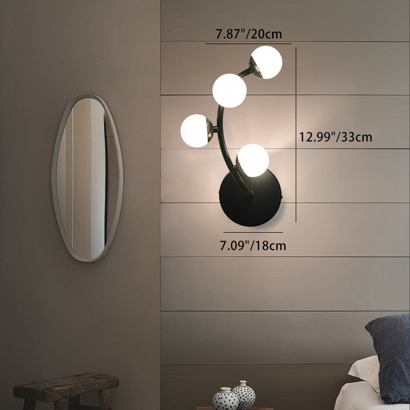 Modern Minimalist Milk White Small Round Ball Branch PC LED Wall Sconce Lamp For Living Room