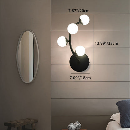 Modern Minimalist Milk White Small Round Ball Branch PC LED Wall Sconce Lamp For Living Room