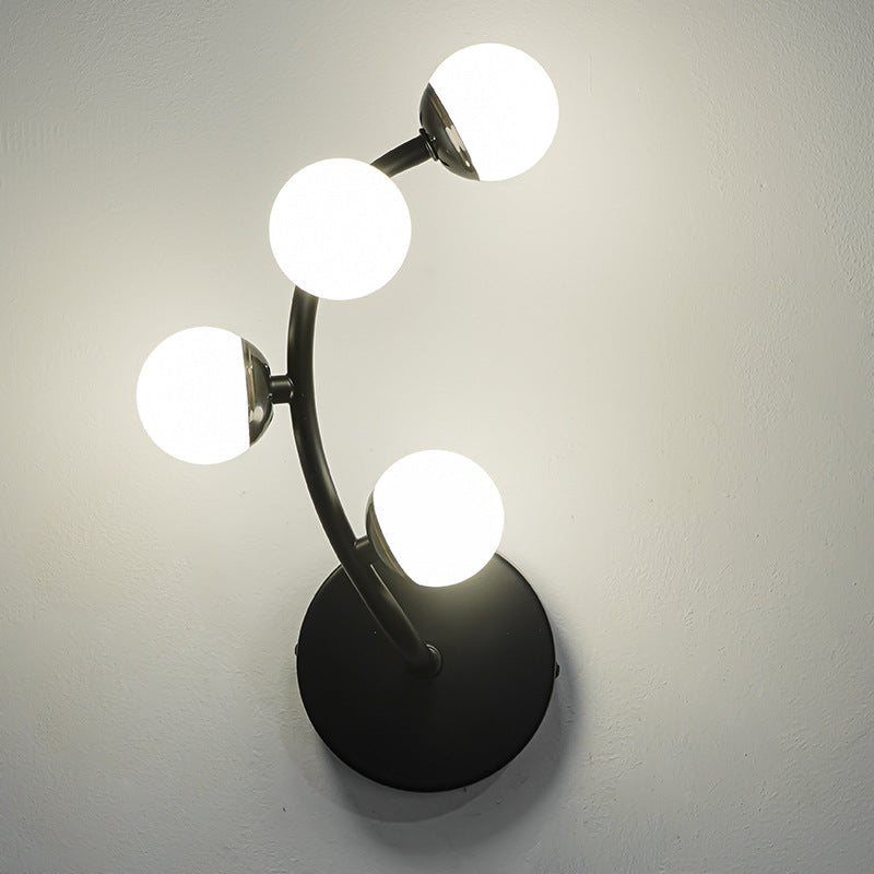Modern Minimalist Milk White Small Round Ball Branch PC LED Wall Sconce Lamp For Living Room