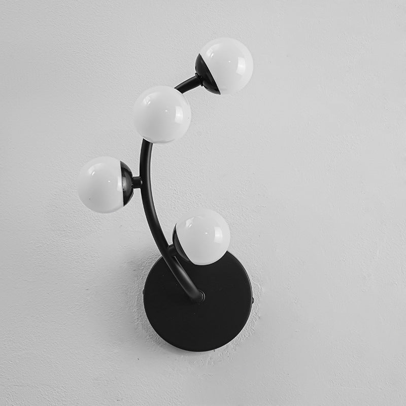 Modern Minimalist Milk White Small Round Ball Branch PC LED Wall Sconce Lamp For Living Room