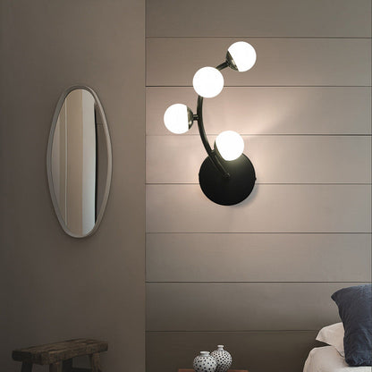 Modern Minimalist Milk White Small Round Ball Branch PC LED Wall Sconce Lamp For Living Room
