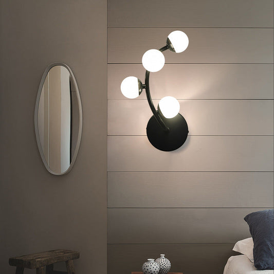 Modern Minimalist Milk White Small Round Ball Branch PC LED Wall Sconce Lamp For Living Room