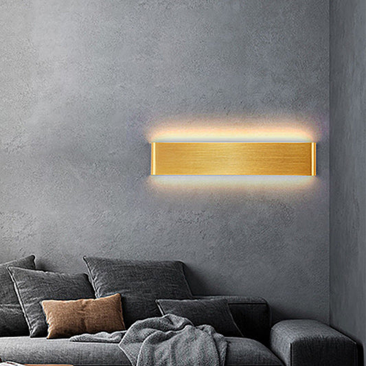 مصباح حائط LED مستطيل الشكل مصنوع من الأكريليك والألومنيوم بتصميم عصري بسيط لغرفة المعيشة 