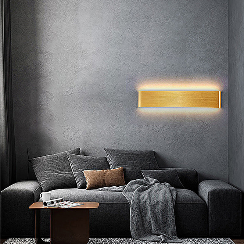 مصباح حائط LED مستطيل الشكل مصنوع من الأكريليك والألومنيوم بتصميم عصري بسيط لغرفة المعيشة 