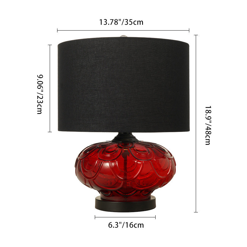 Modern Minimalist Round Rose Curve Fabric Glass 1-Light Table Lamp For Living Room