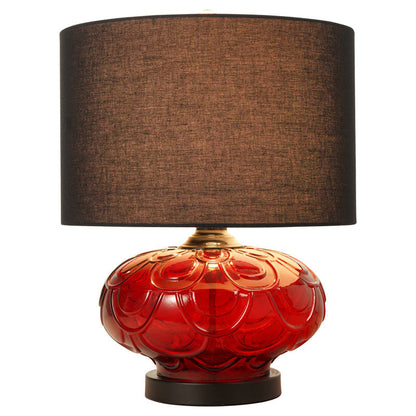 Modern Minimalist Round Rose Curve Fabric Glass 1-Light Table Lamp For Living Room