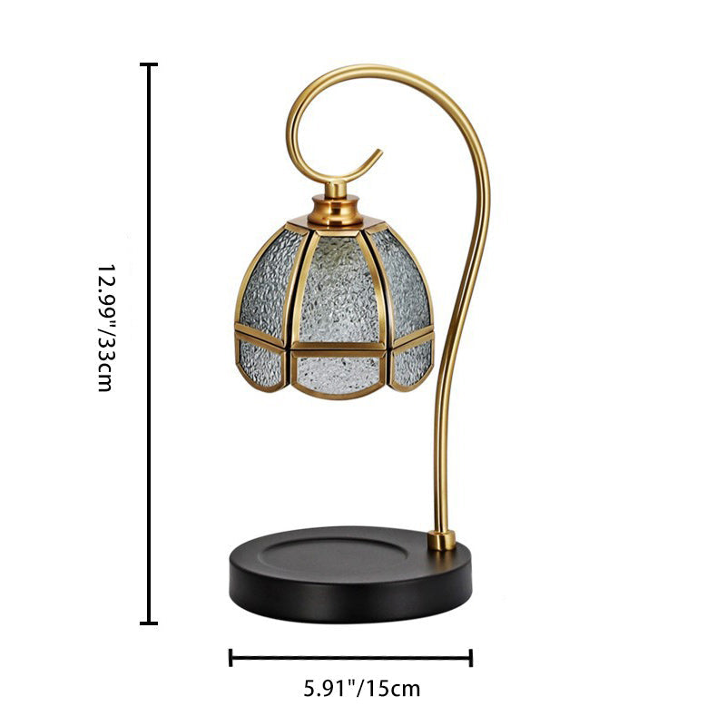 Modern Luxury Liftable Round Glass Stone Brass 1-Light Melting Wax Table Lamp For Living Room