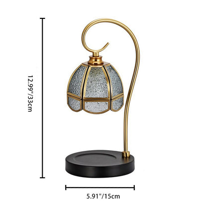 Modern Luxury Liftable Round Glass Stone Brass 1-Light Melting Wax Table Lamp For Living Room