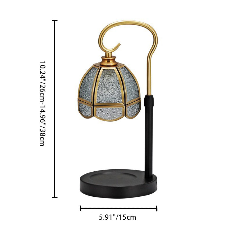 Modern Luxury Liftable Round Glass Stone Brass 1-Light Melting Wax Table Lamp For Living Room